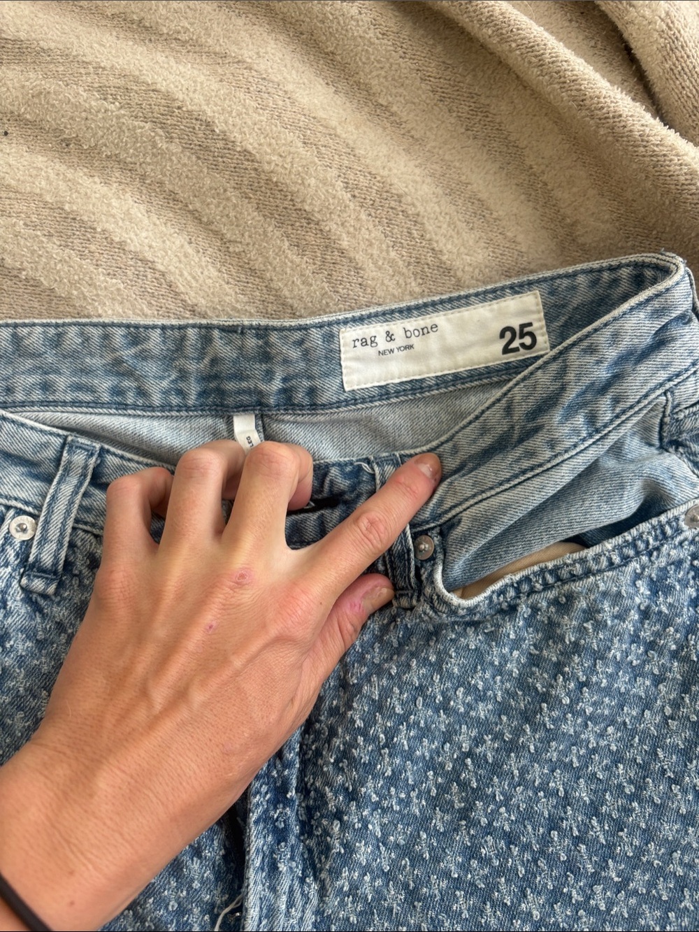 rag & bone Distressed Light Blue Denim Jeans